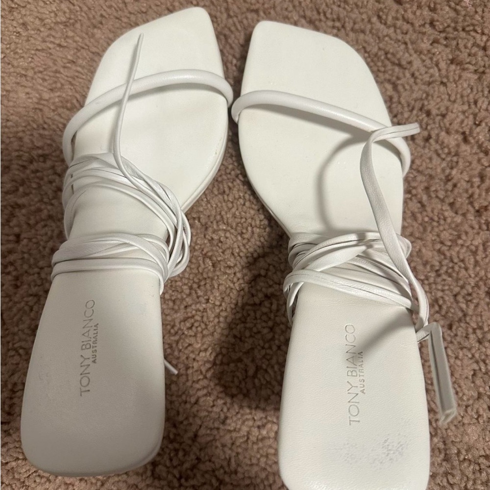 Tony Bianco White Wrap-Around Strappy Heels - Picture 7 of 7